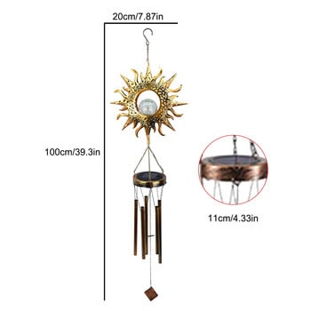 Solar Wind Chime Moon Solar Wind Chimes Moon Crackle Γυάλινη μπάλα Αδιάβροχη αυλή κήπου Αίθριο γκαζόν Solar Wind Chimes with Amazing