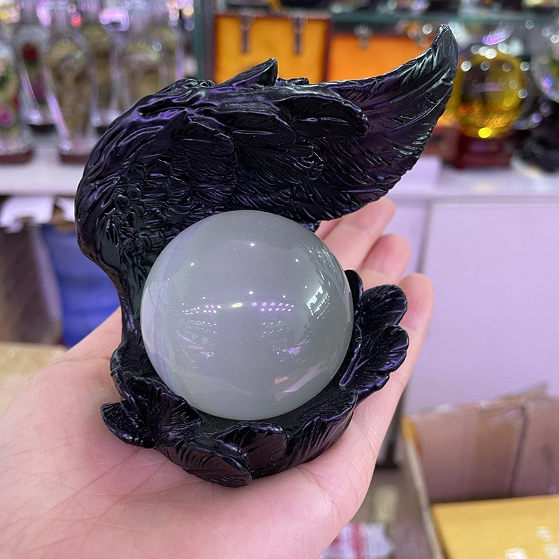 Suport de afișare cu aripi de înger din rășină pentru sfere de cristal Suport de bază pentru bile Ornamente Decor acasă