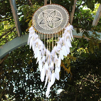 Creative Hook Flower Dream Catcher Feather Wind Chime μενταγιόν Βεράντα σπιτιού Εσωτερική διακόσμηση Φόντο γάμου Μεγάλο μενταγιόν