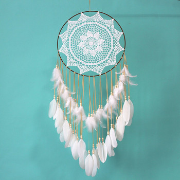 Creative Hook Flower Dream Catcher Feather Wind Chime μενταγιόν Βεράντα σπιτιού Εσωτερική διακόσμηση Φόντο γάμου Μεγάλο μενταγιόν