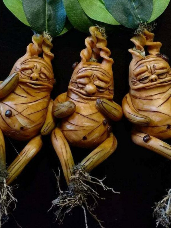 Kerti díszek Mandragóra növény HP Ugly Mandragora Resin Art mesterséges növények otthoni dekorációhoz Asztal Irodai Erkély Dekor