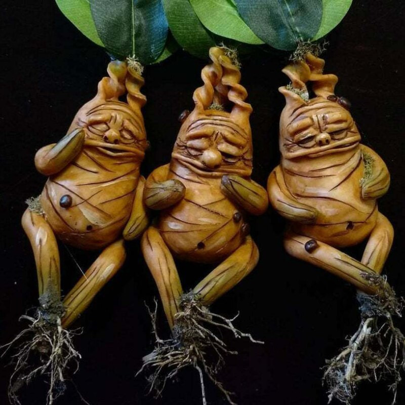 Kerti díszek Mandragóra növény HP Ugly Mandragora Resin Art mesterséges növények otthoni dekorációhoz Asztal Irodai Erkély Dekor