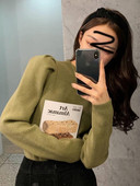 Stilingas moteriškas žieminis megztinis ilgomis rankovėmis