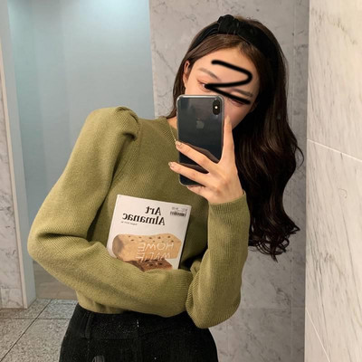 Stilingas moteriškas žieminis megztinis ilgomis rankovėmis