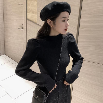 Stilingas moteriškas žieminis megztinis ilgomis rankovėmis