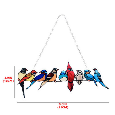 Tavaszi madárfajok festett függő ablak függő napfogó akril madarak függő udvari dekoráció ablak függő dekoráció