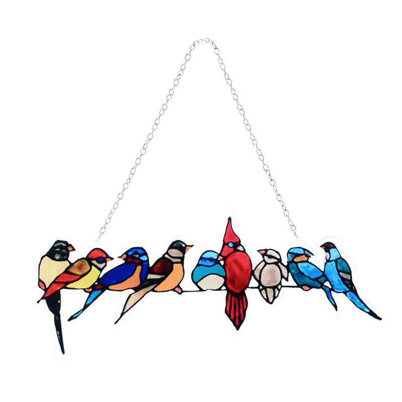 Tavaszi madárfajok festett függő ablak függő napfogó akril madarak függő udvari dekoráció ablak függő dekoráció