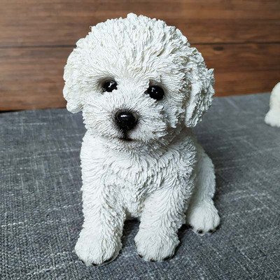 Cute Bichon Frize Simulation Sculpture Decoration Puppy Pet Model Διακόσμηση Δωματίου Σπιτιού Ρητίνη Crafts Διακόσμηση εισόδου υπνοδωματίου