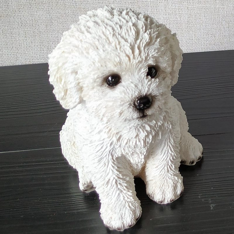 Aranyos bichon fríz szimuláció szobor dekoráció kiskutya kisállat modell otthon szoba dekoráció gyanta kézműves hálószoba bejárati dekoráció