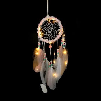 Small Clear Bedroom Dream Catcher Feather Flower Pink Girl Καρδιά Dreamcatcher Εξωτερική Διακόσμηση Αυλής Κήπος Διακόσμηση δωματίου με φως