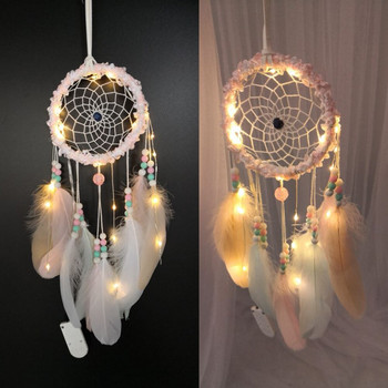 Small Clear Bedroom Dream Catcher Feather Flower Pink Girl Καρδιά Dreamcatcher Εξωτερική Διακόσμηση Αυλής Κήπος Διακόσμηση δωματίου με φως