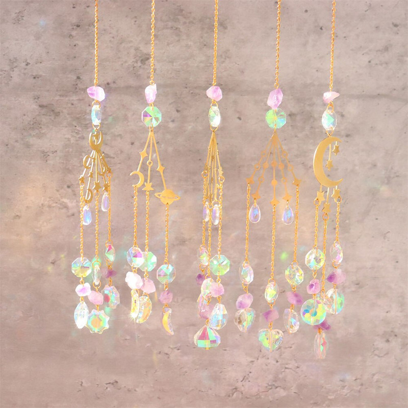 Prizma szélcsengő kristály színes szélcsengő függő dísz művészeti szoba autó beltéri kültéri otthoni fali dekoráció