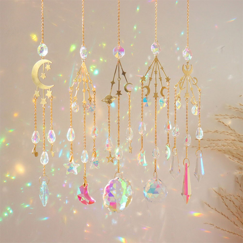 Prizma szélcsengő kristály színes szélcsengő függő dísz művészeti szoba autó beltéri kültéri otthoni fali dekoráció