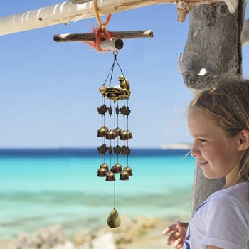 Bird Nest Wind Chimes Φωλιά πουλιών Wind Chime με 12 Wind Bells Κρεμαστές Διακόσμηση για Εσωτερικό Σπίτι Εξωτερικός κήπος Αίθριο Βεράντα