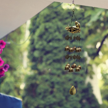 Bird Nest Wind Chimes Φωλιά πουλιών Wind Chime με 12 Wind Bells Κρεμαστές Διακόσμηση για Εσωτερικό Σπίτι Εξωτερικός κήπος Αίθριο Βεράντα