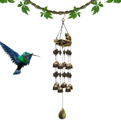 Bird Nest Wind Chimes Φωλιά πουλιών Wind Chime με 12 Wind Bells Κρεμαστές Διακόσμηση για Εσωτερικό Σπίτι Εξωτερικός κήπος Αίθριο Βεράντα