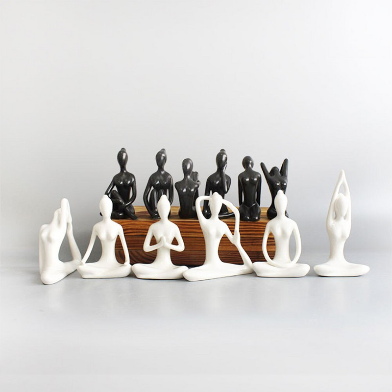 24 de stiluri Creative Artă Abstractă Ceramică Poze de Yoga Sculpturi Figurine Artizanat Yoga Lady Figura Studio Birou Home Decor Ornament