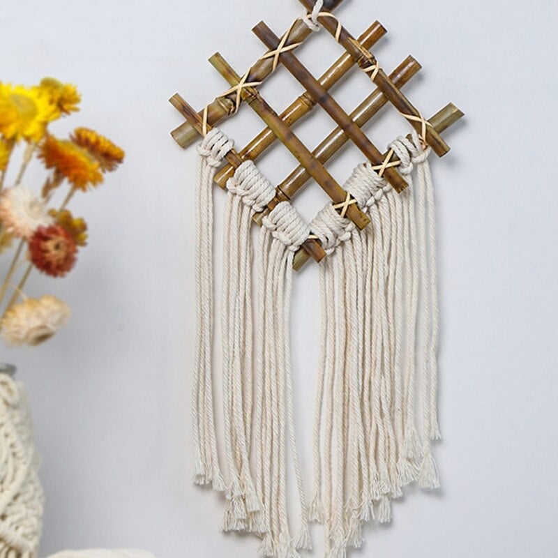 Boho bambuko austas kabantis gobelenas pakabukas Makrame amatai namams miegamojo svetainės sienos dekoravimo dovana