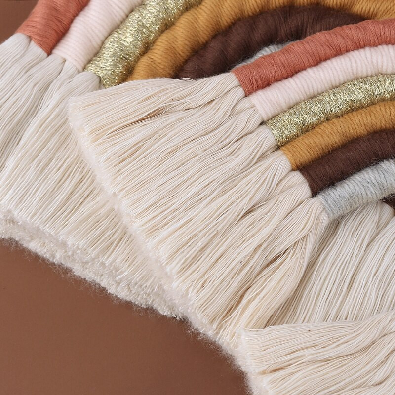1 db Kézzel szőtt medál Makramé szivárvány fali akasztós Művészi szőtt gobelin Bohemian Crafts szoba dekorációs kárpit otthonra