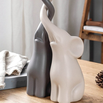 Nordic Ceramics Statues Διακόσμηση σπιτιού Χαριτωμένο ζευγάρι Ελέφαντας Σαλόνι Διακοσμήσεις γραφείου Χειροτεχνίες για καλή τύχη