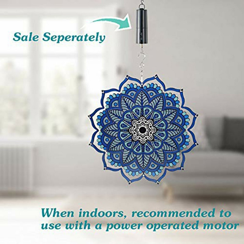 3D fém szélcsengő geometrikus mandala/tengeri teknős/ bagoly forgó szélforgó Kert erkély fali művészet függő szélcsengő