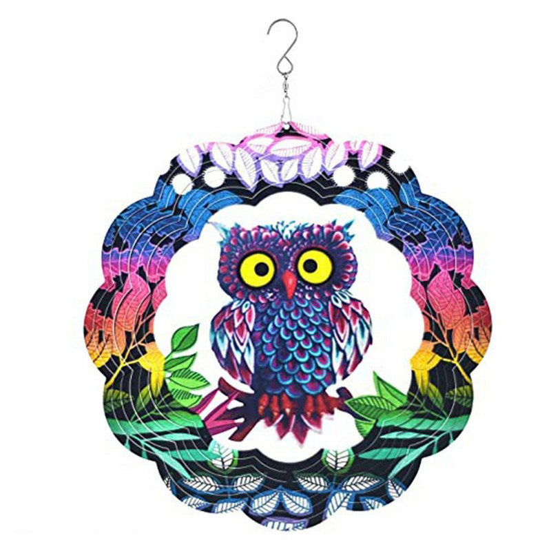 3D fém szélcsengő geometrikus mandala/tengeri teknős/ bagoly forgó szélforgó Kert erkély fali művészet függő szélcsengő