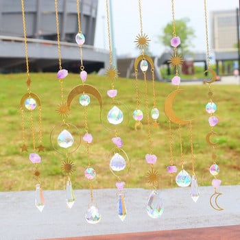 Crystal Wind Chime Prism Πολύχρωμα τρισδιάστατα περιστρεφόμενα κρεμαστά στολίδια Windbell Home Garden Wall Car Διακοσμήσεις κρεβατοκάμαρας