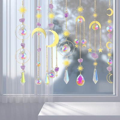 Crystal Wind Chime Prism Πολύχρωμα τρισδιάστατα περιστρεφόμενα κρεμαστά στολίδια Windbell Home Garden Wall Car Διακοσμήσεις κρεβατοκάμαρας