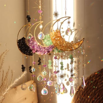 Crystal Wind Chime Сферичен Moon Catcher Висящ висулка Diamond Естествен камък Призма Chaser Бижута Завеси Art Craft Window