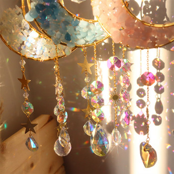 Crystal Wind Chime Spherical Moon Catcher Κρεμαστό κρεμαστό διαμάντι από φυσική πέτρα Prism Chaser Κοσμήματα Κουρτίνες Art Craft Παράθυρο