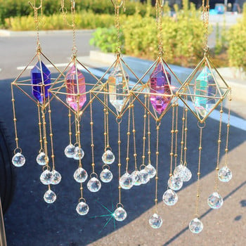 Prism Windchime Crystal Πολύχρωμο Στολίδι Κρεμαστό Ανεμοστρόβιλο Δωμάτιο Τέχνης Αυτοκινήτου Εσωτερική Εξωτερική Διακόσμηση τοίχου σπιτιού