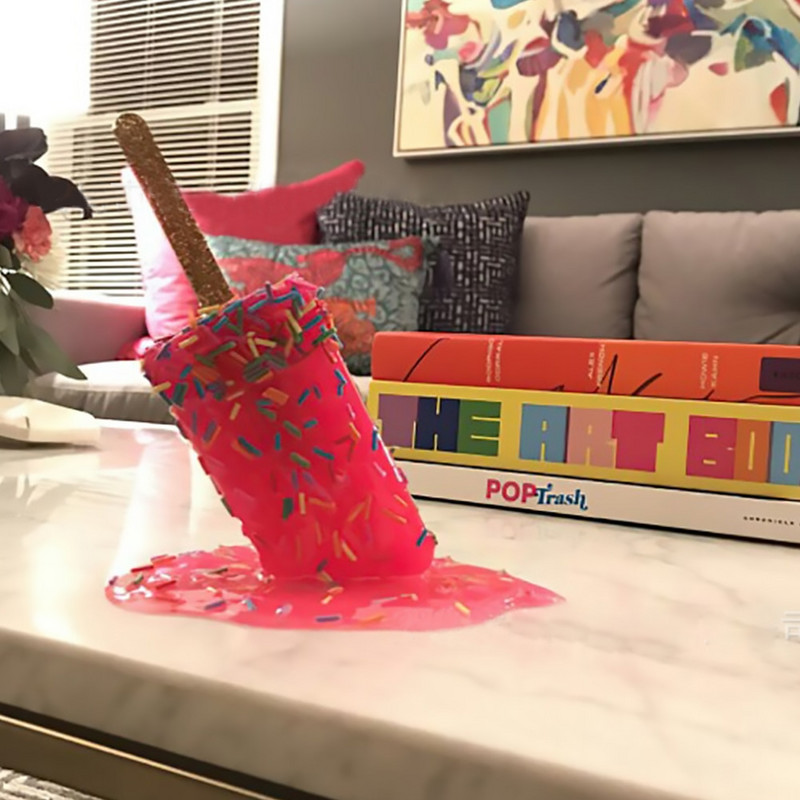 Instrument de înșelăciune Sculptură de popsicle de gheață Decorare statuie în miniatură Artizanat din rășină folosit pentru a glumi înghețată Decor de grădină