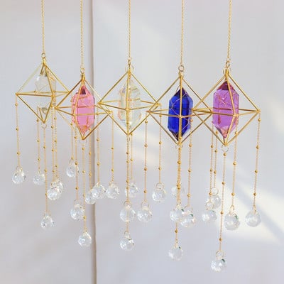 Prism Windchime Crystal Πολύχρωμο Στολίδι Κρεμαστό Ανεμοστρόβιλο Δωμάτιο Τέχνης Αυτοκινήτου Εσωτερική Εξωτερική Διακόσμηση τοίχου σπιτιού