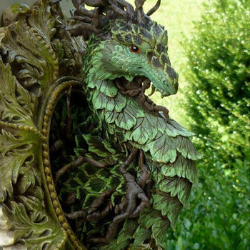 Зелена атрактивна реалистична горска драконова скулптурна фигурка Статуя от смола Малък стенен декор за домашни любители на дракони Домашен декор