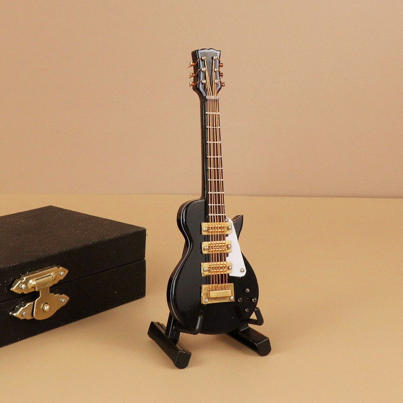 Miniatűr gitár mini hangszerek replika Mini elektromos basszusgitár ukulele mandolin babaház kiegészítők gyűjtemény