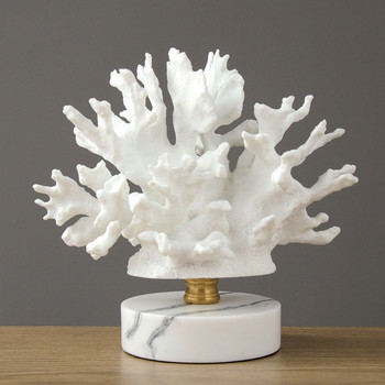 Ρητίνη Λευκό Κοραλί ειδώλιο Fake Desk Top Στολίδι Ράφι αγάλματος γάμου δώρου