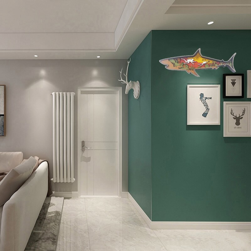 Fából készült hal dekoráció vájt többrétegű hal figura dísz szobor rusztikus dekoráció otthoni polc szekrény asztali karácsonyi ajándék