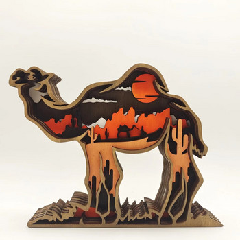 Νέα διακόσμηση σπιτιού Δασικό στολίδι για ζώα Ξύλινες χειροτεχνίες Δημιουργικό ανοιχτό κούφιο ξύλινο στολίδι αλεπούς καμήλας δεινόσαυρος