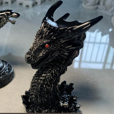 Retro Evil 4 Fejű Farkas Sárkányfej Gyanta szobor Kézműves Díszek Kristálygömbalap Magic Ball Display állvány Bútordekor