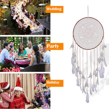 Big Dream Catcher Nordic Style White Feather Wind Chime Παιδικό Δωμάτιο Σπίτι Κρεμαστό Στολισμός Γάμου Προμήθειες 110-120cm