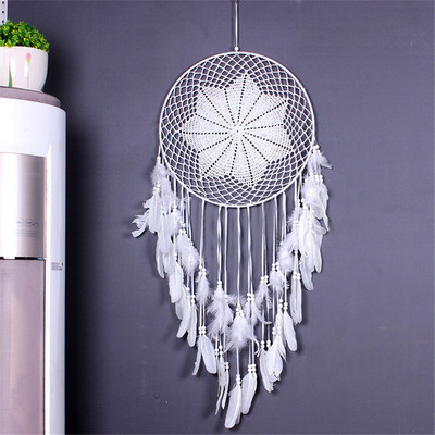 Big Dream Catcher északi stílusú fehér toll szélcsengő gyerekszoba otthoni akasztós dekoráció esküvői kellékek 110-120 cm