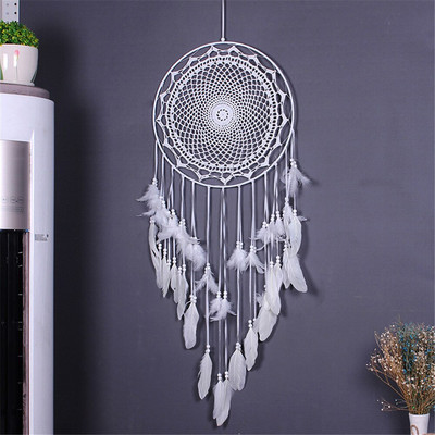 Big Dream Catcher északi stílusú fehér toll szélcsengő gyerekszoba otthoni akasztós dekoráció esküvői kellékek 110-120 cm