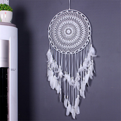 Big Dream Catcher északi stílusú fehér toll szélcsengő gyerekszoba otthoni akasztós dekoráció esküvői kellékek 110-120 cm