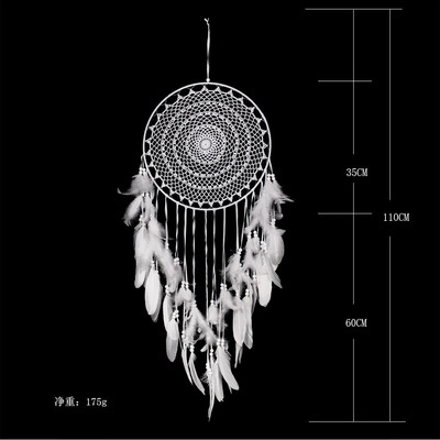 Big Dream Catcher északi stílusú fehér toll szélcsengő gyerekszoba otthoni akasztós dekoráció esküvői kellékek 110-120 cm