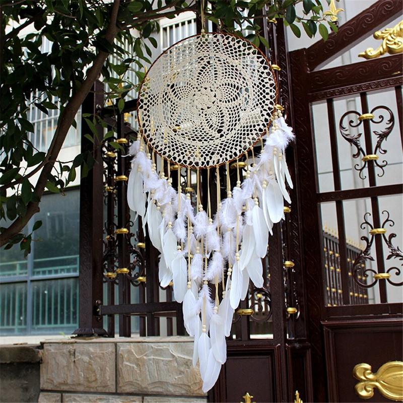 Big Dream Catcher északi stílusú fehér toll szélcsengő gyerekszoba otthoni akasztós dekoráció esküvői kellékek 110-120 cm