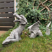 Sculptură de gazon Fantezie gotică Figurine de dragon Artă Grădină Patio Statui de gazon Decor Sculpturi de dragon Uriaș de rășină