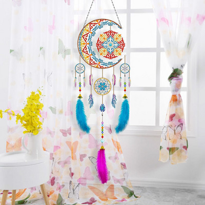 Vintage Dream Catcher Διαμαντένιο Μωσαϊκό Κρεμαστό Κρεμαστό Πόρτα τοίχου Χειροποίητο Art Craft Είδη διακόσμησης παραθύρων σπιτιού