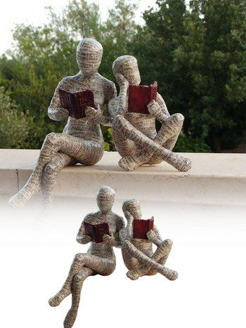 Фигурка на четяща жена Пулп Рафт за книги Декор Мислител Стил Статуя от смола Абстрактни скулптури от смола Фигурки