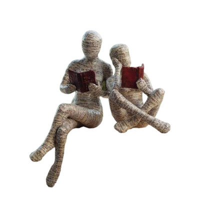 Reading Woman Figurine Pulp Decor Bookshelf Thinker Style Resin Statue Resin Abstract Sculptures Figurines