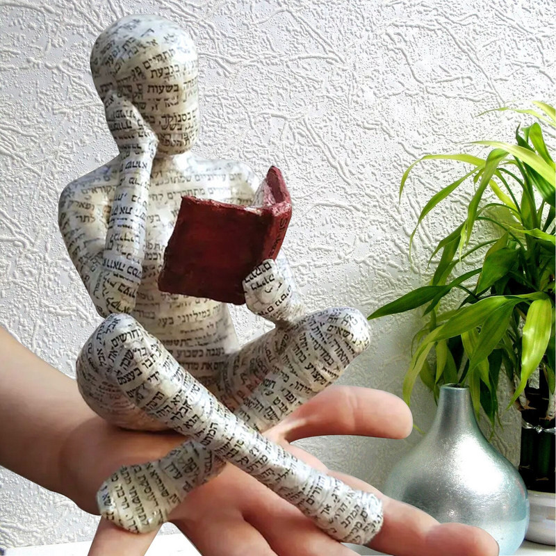 Olvasó nő figura pép könyvespolc dekor Gondolkodó stílusú gyanta szobor gyanta absztrakt szobrok figurák